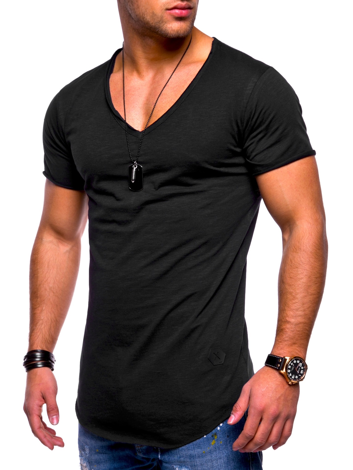 Men’s Black V-Neck Muscle Fit T-Shirt