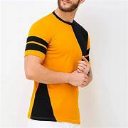Men’s Yellow & Black Color Block Athletic T-Shirt